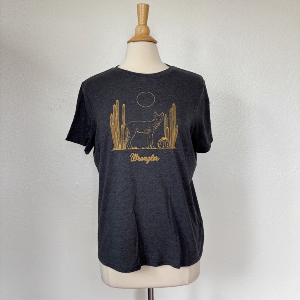 Wrangler Charcoal Tee with Gold Desert Scene